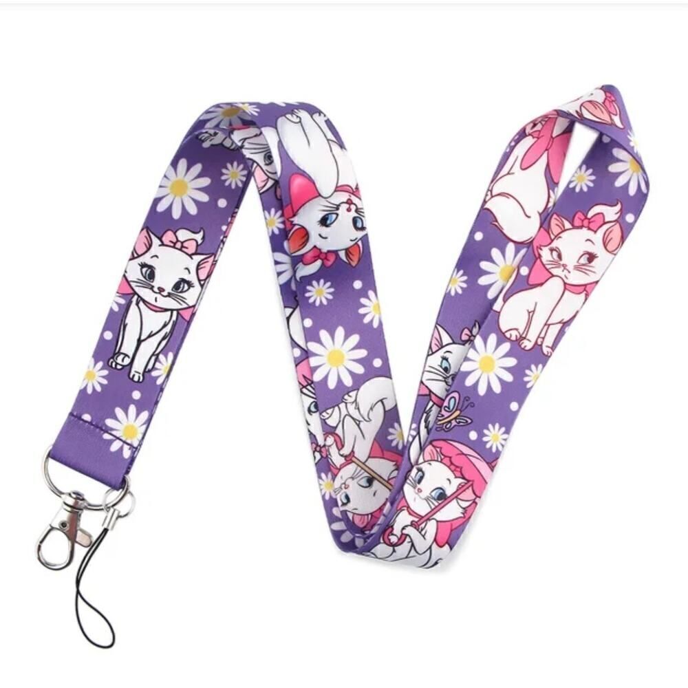 New! Disney's Marie from the Aristocats Lanyard Badge Holder Purple!